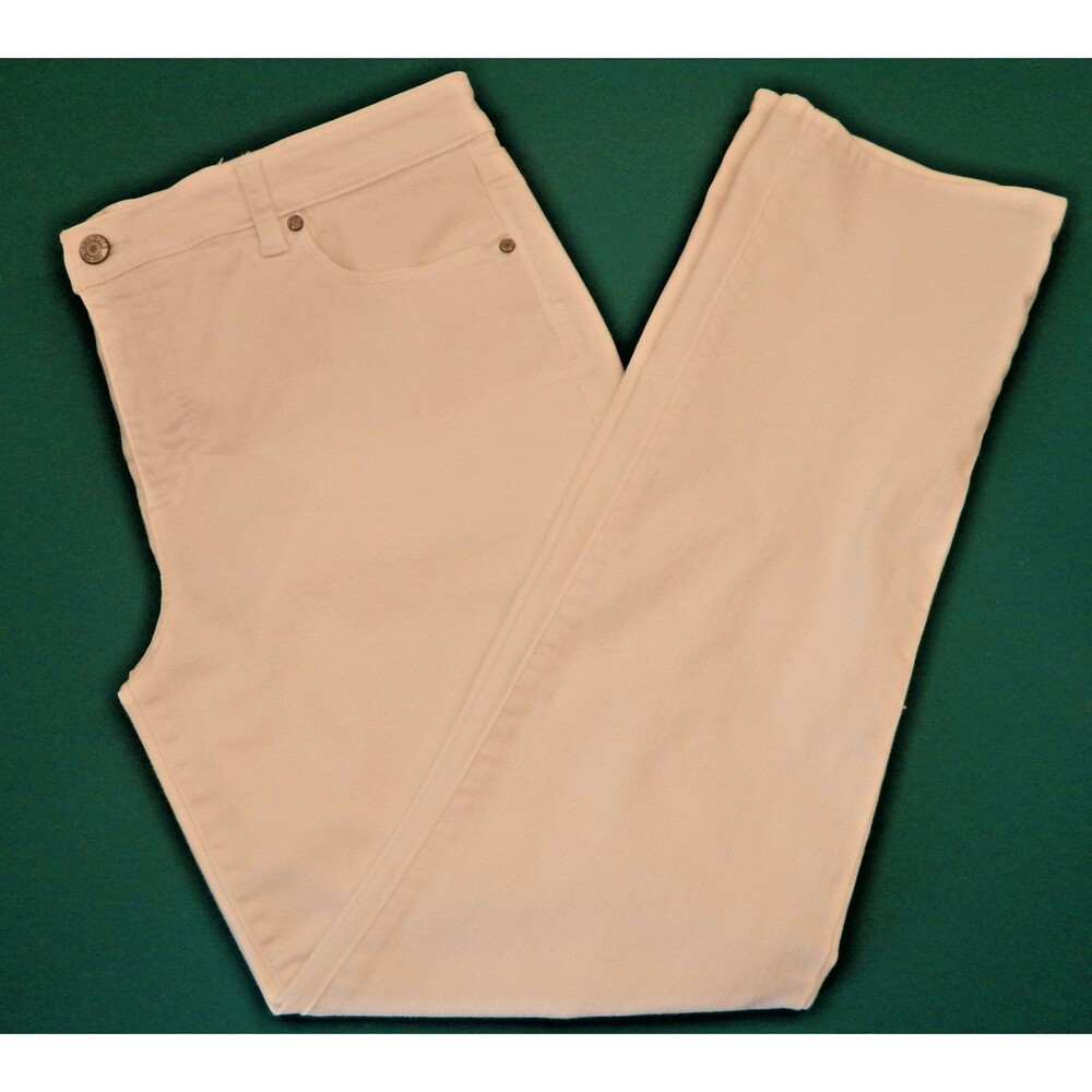 Talbots Flawless Five Pocket Womens Jeans White Straight Denim Size 14 Excellent